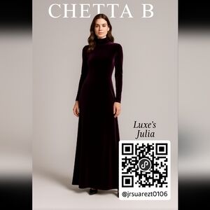 Elegant Long Plum Velvet Evening Dress – Chetta B – Size 8